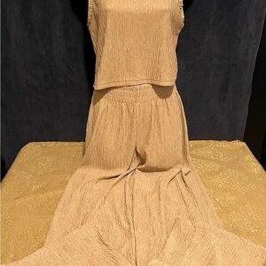 Ribbed Silky Tank & Pants Set Fits Medium